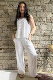 Benji Linen Panel Wave Vest White - 